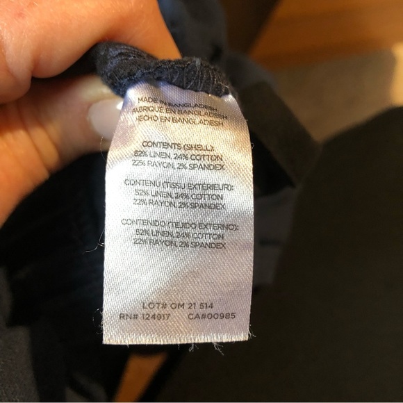 Womens Onia Linen blend with stretch pull on drawstring pants navy blue S - Picture 7 of 8